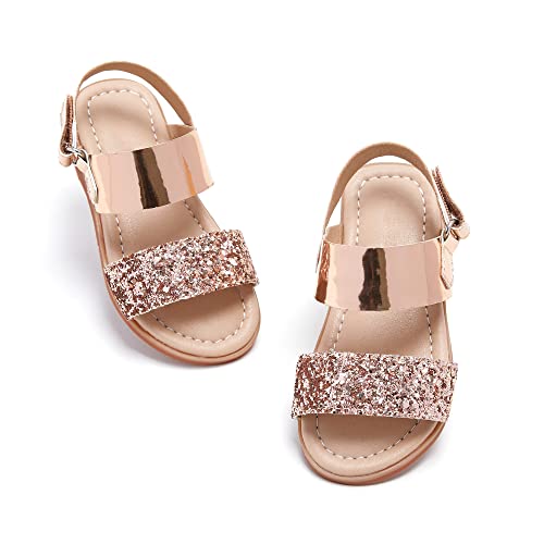 Image of PHIRAMIN Toddler Girl Sandals - Flower Girl Dress Shoes Open Toe Little Kid Flats