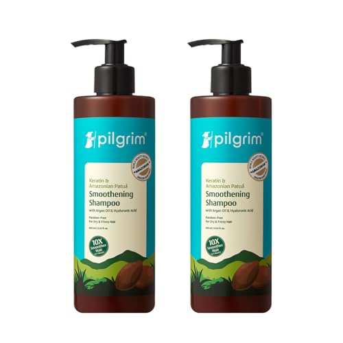 Image of Pilgrim Patua & Keratin Hair SMOOTHENING SHAMPOO for Dry & Frizzy hair | Shampoo for Women & Men | Hair Smoothening & healthy scalp | 400 ml (Pack of 2)