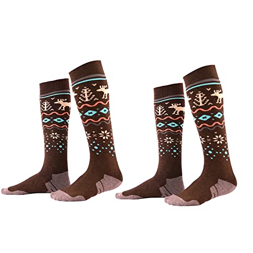 TONIFAY Skisocken Herren Damen Kinder 2 Paar Merino Performance braun-l Cover