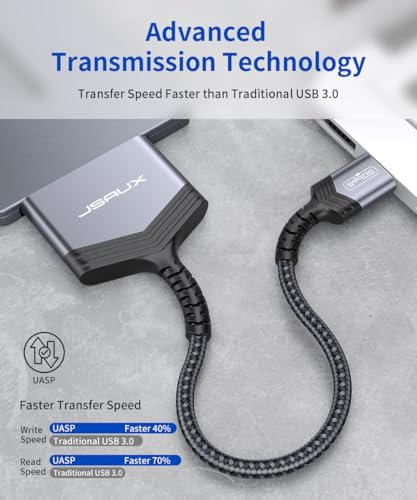 Image of JSAUX SATA to USB Cable, USB 3.0 to 2.5 inch SATA III Hard Drive Adapter Aluminum Shell Nylon Cord External Converter for SSD /HDD Supports UASP, Trim and Smart Compatible with Windows, MacOS and Linux | USB 3.0 to 2.5 inch SATA III Hard Drive Adapter External Converter Supports UASP, Trim and Smart For Windows, MacOS and Linux