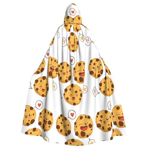 Robe à capuche médiévale imprimé biscuits ample et confortable