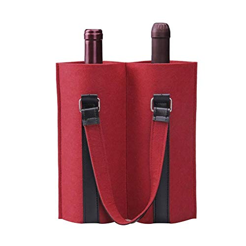 rebirthesame Isolierte Filztasche für 2 Flaschen, Wasserflaschenhalter mit sicherem Tragegriff, hält Flaschen geschützt, Anzug für Picknicks, Strand und Flugzeugreisen Cover