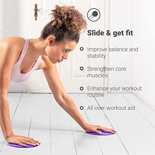 Gliding Core Disc Sliders 2 Pack By Live Infinitely – Exercise On Any Surface With Our Non-Catch Edges Designed For Smooth Sliding – Dual Sided Trainers Ideal For Home Abdominal & Core Workouts-Purple #TOP3