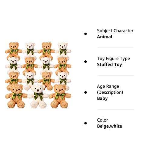 Hydren 18 Pack Bear Stuffed Animal 10 Inch Small Plush Bear Toy Cute Soft Plush Stuffed Bears Toy With Bow Tie For Birthday Christmas Baby Shower Valentine's Day Graduation Party Gift (Beige, White) #TOP7