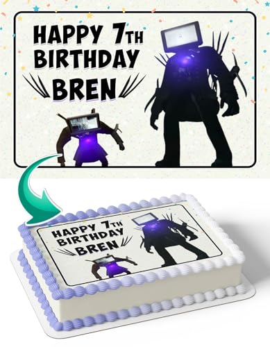 Cakecery Titan TV Man Skibidi Toilet Edible Cake Image Topper Birthday Cake 1/4 Sheet