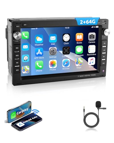 ESSGOO Drahtloses Carplay und Android 2+64G Android 15 Auto Autoradio Für VW Polo MK3/4 9N Golf 4 Passat B5 T5 Seat Skoda 7 Zoll Touchscreen mit Bluetooth FM RDS GPS WiFi