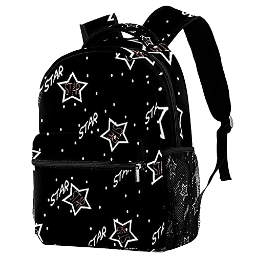 Sac à dos pour garçons et filles motif étoiles et lune bleu avec poches