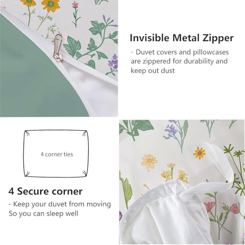 Parure de lit fleurs sauvages en microfibre blanche 240x260 cm