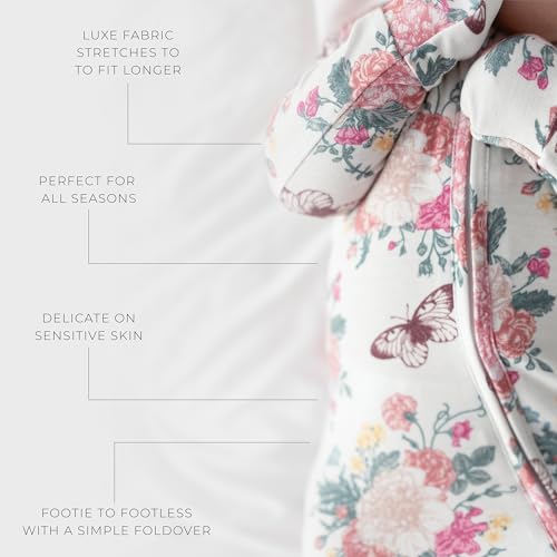 Image of Posh Peanut Girls Convertible Baby Sleepers, Toddlers Footless Pajamas | True To Size Fit With 2-Way Zipper, Convertible Mittens /Footies With Grips, Tagless Gentle Comfort, Easy Care Wash