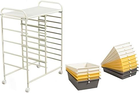 GiantexUK 15 Drawers Rolling Trolley, Utility Storage Organizer Cart with Wheels, Home Office Hairdressing Salon Shelving Organizer Unit (Yellow)