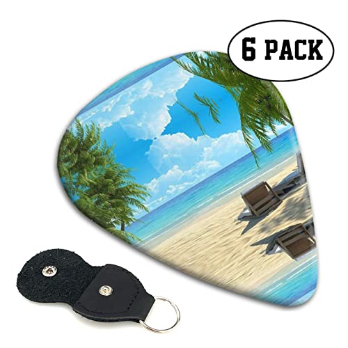 Lot de 6 médiators hawaïens Beach avec palmiers pour guitare acoustique, guitare électrique, basse, ukulélé – fins… - Les Beatles, Paul McCartney, John Lennon, RIngo Starr, George Harrison Lot de 6 médiators hawaïens Beach avec palmiers pour guitare acoustique, guitare électrique, basse, ukulélé - fins… – Image 3