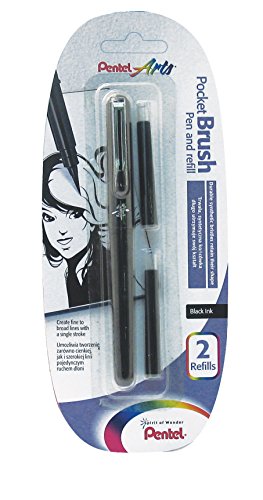 Pentel Pocket Brush Pennello Fusto Nero Inchiostro...