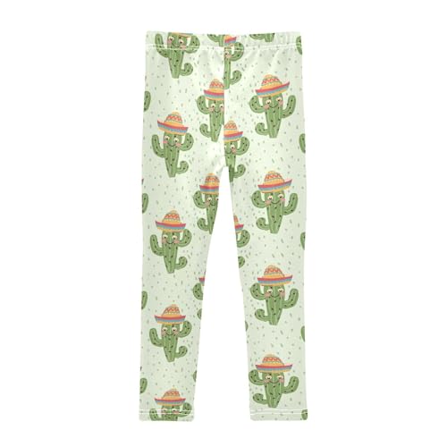 Mexican Cactus in Hat Girls Leggings,Workout Leggings for Girls Toddler Athletic Leggings Size for 3-10T2
