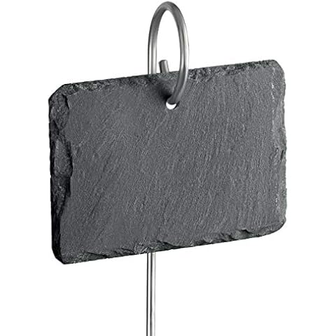 GardenMate 10-Pack Natural Style Slate Plant Labels (4"x 2 3/4") Hanging from a Stainless Steel Metal Rod (22") Cover