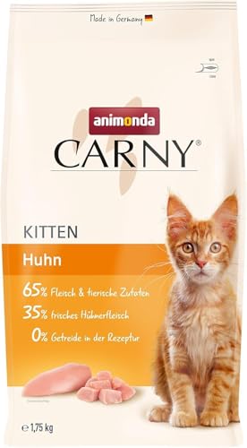 animonda Carny Kitten Huhn (1,75 kg), Kitten Trockenfutter für wachsende Kätzchen, Katzenfutter ohne Getreide und Zucker, Katzentrockenfutter mit 65 % Fleisch und tierischen Zutaten