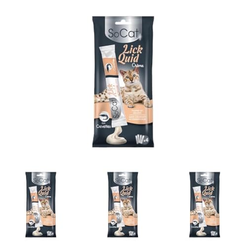 RIGA - Socat Lick Quid - Friandises pour Chat - Snack Humide Aux Crevettes - Crème A Lécher - Vitamines Et Taurine - sans Colorant Ni Conservateur - Faible en Graisses - Récompense Idéale - 56g