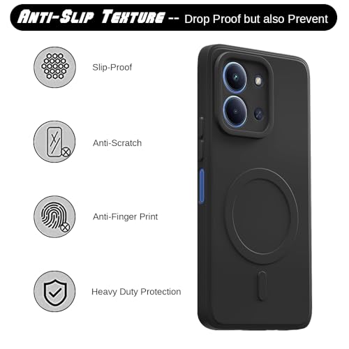 Image of Back Cover | MagFit Ring Design (Non-Magnetic) | Shockproof Case | Anti-Slip Grip | Raised Camera Edges | Slim Protective Case for Mi Redmi 15C 4G / Poco C85 4G (Matte Black)