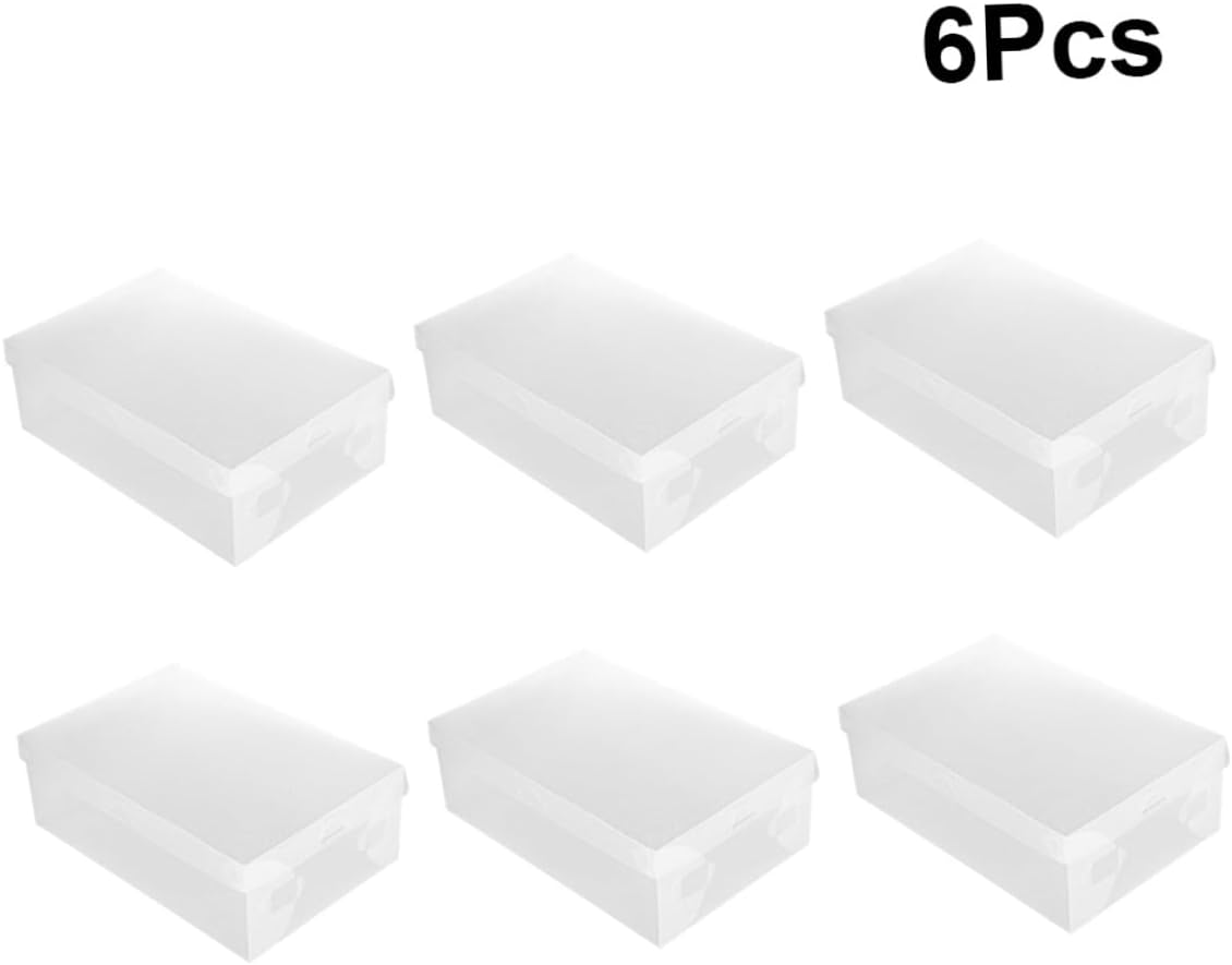VALICLUD 6PCS Transparent Dust Shoe Storage Boxes with Flip Lid Large Plastic Shoe Containers for Home and Shop Organization