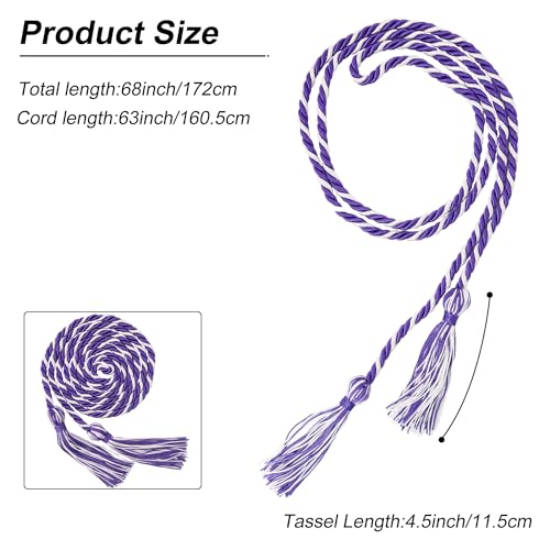 Image of GraduationMall Graduation Honor Cord 68 inch Purple White