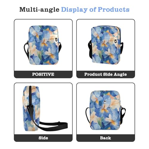KLL Beauty Spring Iris Flowers Blue mens messenger bag Vegan Leather shoulder bag crossbody Shopping Shoulder Hand Bag For Woman4
