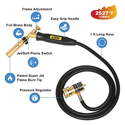BLUEFIRE-MRAS-8210-Super-Jumbo-Turbo-Flame-Propane-Gas-Welding-Torch-with-5-Hose-Fuel-by-MAPP-MAP-Pro-Propane-Great-High-Intensity-Nozzle-Head-for-Soldering-Brazing-Large-Dia-Copper-Pipe