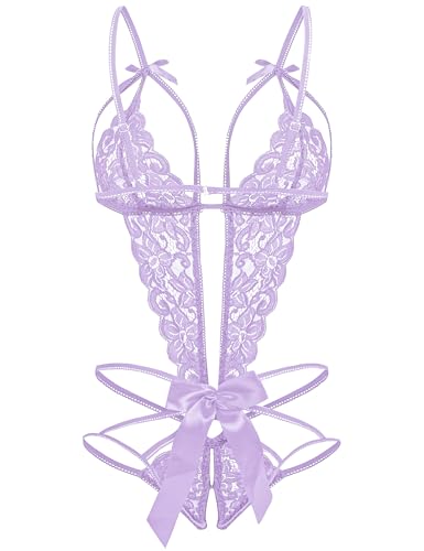 Image of Donnalla Women's Deep V Lace Teddy One Piece Lingerie Cutout Strappy Lingerie