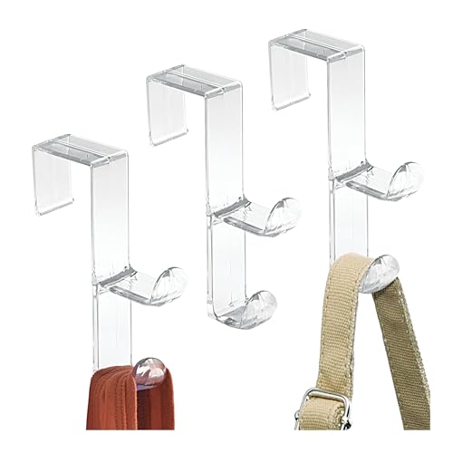 iDesign Over Door Double Hook, Clear, Small, 3-Pack