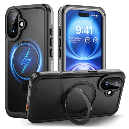 Lanhiem Cover Per iPhone 16 Impermeabile con Cavalletto[IP68 Waterproof] Resistente