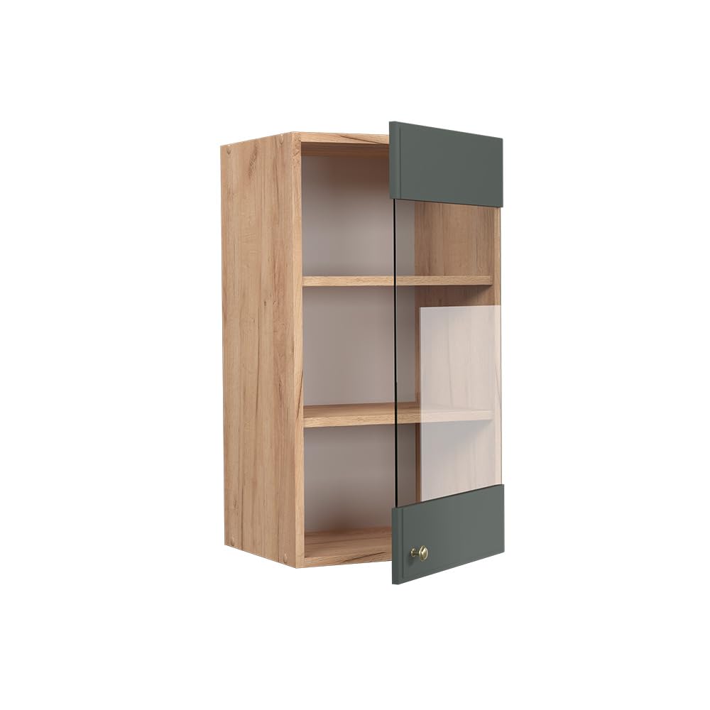 Vicco Mobile da cucina in vetro Fame-Line, Verde-oro rustico, 40 cm, per la combinazione con altri moduli della serie Fame-Line