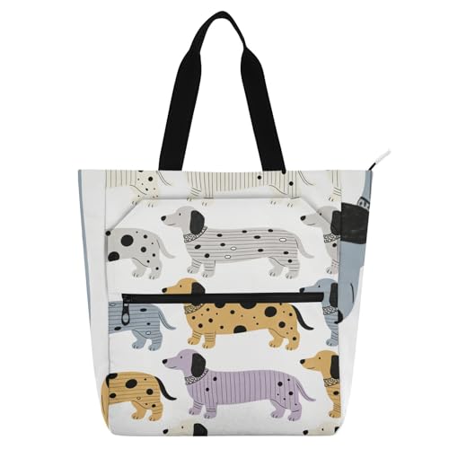 Bolsas de libros escolares con diseño de perro salchicha para viajes y compras de mujeres y niñas