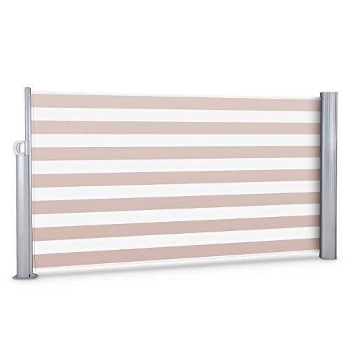 Preisvergleich Produktbild blumfeldt Bari 316 - Seitenmarkise, Standmarkise, Seitenrollo, Sichtschutz, Sonnenschutz, Polyester 300 x 160 cm, ausziehbar, wasserabweisend, UV-beständig, selbstspannend, Creme-weiß