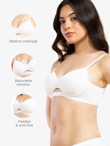 Image of Enamor Innovations CloudSoft, Invisi Neckline Women's Cotton Everyday T-Shirt Bra - Padded, Wirefree, Medium Coverage - A032