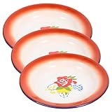 WEKADRIN 3 piezas Platos Esmaltados Vintage Conjunto Vajilla Para Snacks Frutas Diseño Floral Estilo Chino Para Hogar Restaurante Picnic