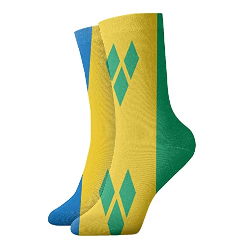Homme Femme Chaussettes De Travail Drapeau De Saint-Vincent-Grenadines Chaussettes De Course Respirant Chaussettes De Tennis Comfort Chaussettes De Marche Pour Randonnée Marche Intérieur Sport