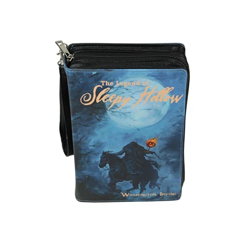 The Legend of Sleepy Hollow Gothic Book-Shaped Clutch Bag with Crossbody or Wrist Strap, 9.25” Long, Perfect for Fans of Classic Horror and Dark Aesthetics2