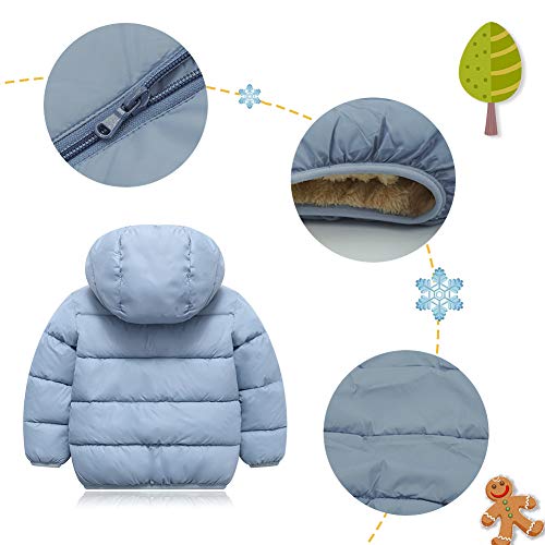 Image of Happy Cherry Boys Girls Winter Thick Jacket Warm Fleece Fur Lining Zipper Hooded Windproof Coat Outwear for 1-7 Years