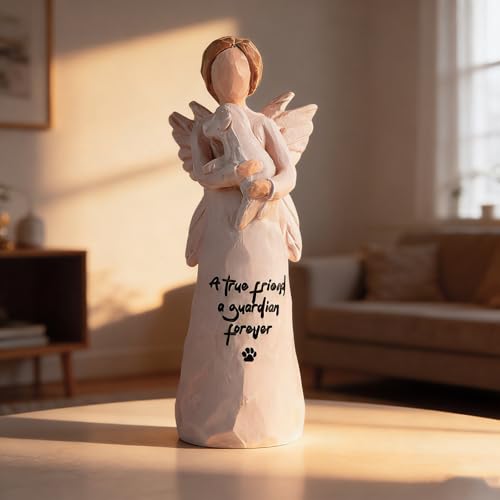 Estatua Angel con Perro, Figura Decorativa Pintada a Mano miniatura 3
