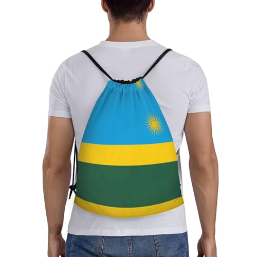 Medium Lightweight Drawstring Bags â€“ Gym Flag of Rwanda Print Backpack Bag for Sports, Yoga, Travel & Hiking â€“ Adjustable2