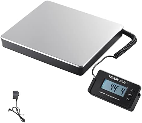 VEVOR Digital Shipping Scale, 440 lbs x 1.7 oz. Heavy Duty Postal Scale with Timer, Tare Function, HD LCD Screen Portable Package Scale for Luggage, Home, Post Office, AC/DC Powered, FCC Listed