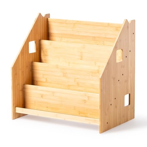 ATAA Estantería Montessori Book - Camel -﻿ Librería Infantil de Bambú, estantería de Libros para niños en Forma de casita de Madera para Dormitorio Infantil