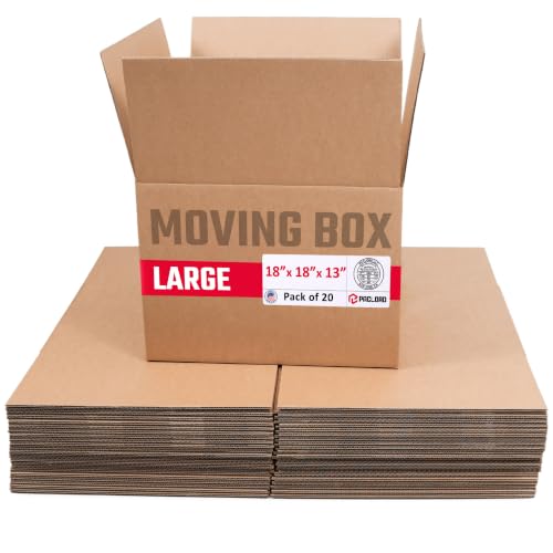 Image of Large Moving Boxes 18 inchL x 18 inchW x 13 inchH (Pack of 20) - USA-Made Cardboard Packing Boxes for Moving, Shipping, or Storage - USPS, UPS, FedEx Approved - Professional Packing Supplies