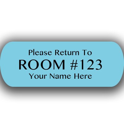 100 pcs Blue Iron On Clothing Labels Large 3/4" x 2" Label 3 line with a Larger Center Line Unique Layout Makes The Text Stand Out