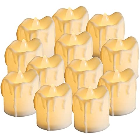 DTOL Bright LED Tea Lights Last 6days Longer Battery Operated Candles with Flickering Flame, Flameless Candles for Wedding, Valentine's Day, Halloween, Christmas Party, Home Decor Warmer White 12 Pack Cover