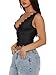 REORIA Womens Summer Tops Sexy V-Neck Sleeveless Double Lined Fashion Going Out Y2K Tank Tops Trendy Lace Slimming Crop Tops for Teen Girls Black Large