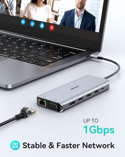 USB C Docking Station 4 Monitors 13 in 1, Dual HDMI+8K DP+VGA, 10Gbps, 100W PD, 6 USB C/A Ports, Ethernet, SD/TF, MOKiN Laptop Docking Station for MacBook/Dell/HP/Surface - image 7