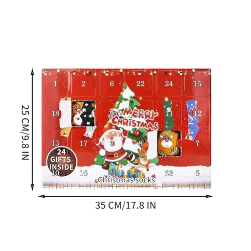 Calendario de adviento de calcetines de Navidad con 24 pares de algodon multicolor 6