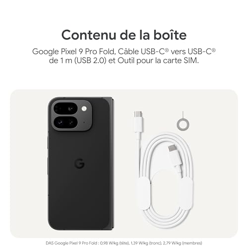 Google Pixel 9 Pro Fold – Smartphone Android débloqué avec Gemini – Triple Appareil Photo arrière avancé – Écran Pliable – Vidéo en Mode Mains Libres – Noir Volcanique, 256GB