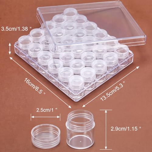 Image of Blulu 60 Bead Container Lidded Small Box, 1.15 x 1 Inch | Clear Plastic Jars for Diamond Painting Beads Jewelry Seeds Crafts, Organizer Case with Screw Top Lids