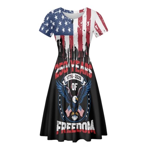 Image of POLERO Sunflower Dress for Women Floral Summer Dresses Short Sleeve Casual Sundresses Midi Dresses