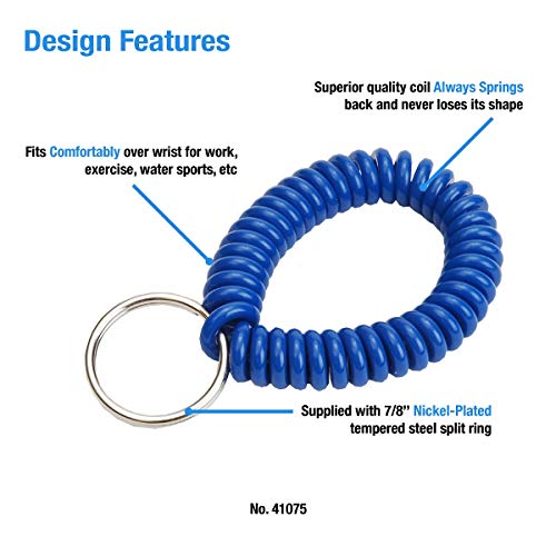 Image of Lucky Line 2 inch Spiral Wrist Coil with Steel Key Ring, Flexible Wrist Band Key Chain Bracelet, Stretches To 12 inch Assorted Colors, 25 Pack (41075)